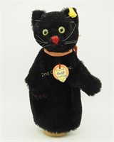 Steiff Black Cat Green Eye Puppet Plush Toy W/ Tag