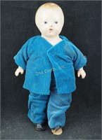 Antique Baby Doll Composition & Plush Blue Outfit