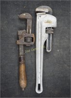 Pair Of Pipe Wrenches Ridgid Aluminum Wells & Son