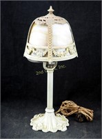 Cast Iron Ornate Table Lamp Marble Slag Shades