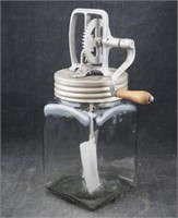 Antique Glass Jar Mixer Beater Hand Crank 12" Tall