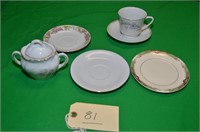 ASSORTED LOT CUP/SAUCER, PLATE, SUGAR BOWL