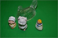 PIG SHAKERS, GLASS CHICKEN,