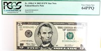 Coin $5 2003 Star Note PCGS  Certified 64PPQ