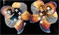 Jewelry Sterling Silver Orchid Flower Earrings
