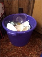 Plastic Tub Full of Dishes