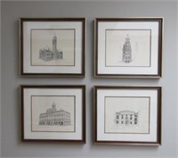 Set of Five Lithographs-Famous Buildings
