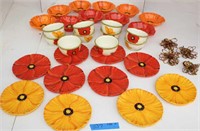 Beautiful Poppy "Clay Art" Dishes & Beaded Napkin