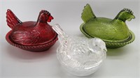 Indiana Glass Hen on Nests & Bird on Nest Dishes