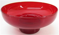 Mid Century Ruby Red Art Glass Centerpiece Bowl