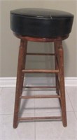 Wooden Bar Stool with Leather Top
