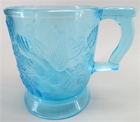 1880's Bryce Walker Co. EAPG Robin Blue Glass Mug