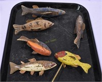 Six Vintage Wooden Trolling Lures