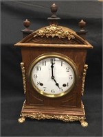 Ingraham Mantle Clock with Brass Trim and Key