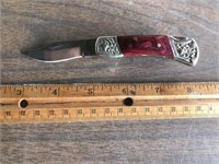 Red & Silver Handled Pocket Knife
