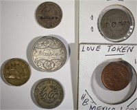 3-LOVE TOKENS & 3-COUNTERSTAMPED TYPE COINS