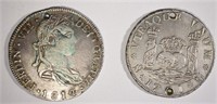 1814 MEXICO 4 REALES holed & 1 NO DATE 4 REALES