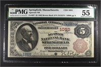 1882 $5 BROWN BACK AGAWAM NB of SPRINGFIELD