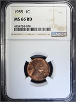 1955 LINCOLN CENT, NGC MS-66 RED
