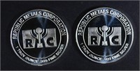 2-ONE OUNCE .999 SILVER ROUNDS RMC METALS