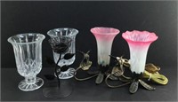 Crystal Vases w/ Hummingbird Lamps