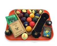 Pool Balls, Rack  & Brush - Tray not included