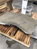 Cement short bench w/phrase