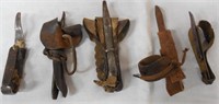 lot of 5 early steel & leather corn huskers