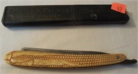 Corn handled straight razor