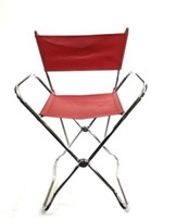 Tall Chrome & Red Vinyl Director's Chair