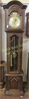 Ridgeway grandfather clock, pecan finish