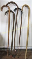 Lot of 5 wooden canes
