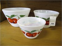 Fire-King apple/cherry 3 mixing bowls