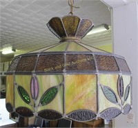 Stained, slag, leaded glass hanging lamp