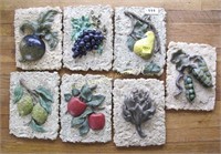Set: 7 fruit/vegetable wall plaques