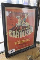 Carousel Vegetables fruit crate label