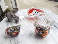 Lot: glass paperweights and more