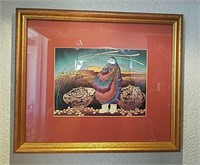 Framed Picture Signed, Adobe House, Pottery