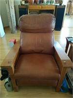 Stickley Cherry Wood Leather Reclining Chair #2