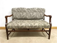 STYLISH ANTIQUE ENTRY BENCH- IN MODERN UPHOLSTERY