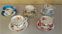 KT- Lot of 5 Assorted Tea Cups & Saucers