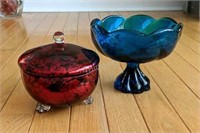LR- Pair of Colored Glass Bowls