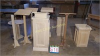 Furniture Lot-Unfinished Pulpits & 2 stands