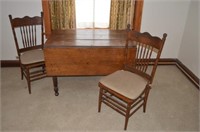 Antique drop leaf table with 2 chairs