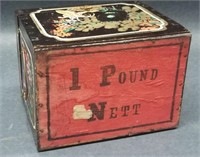 Vintage Hinged Wood Tea Caddy 1 Pound Net