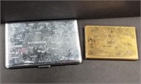 Vintage Metal Cigarette Case & Compact w/Maps