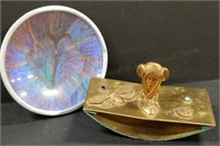 Art Nouveau Maiden Ink Blotter & Butterfly Dish