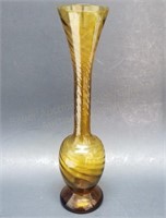 Antique 10" Amber Swirl Bud Vase