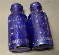Bromo-Seltzer Emerson Drug Co Cobalt Blue Bottles