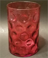 5" Cranberry Coin Dot Celery Vase